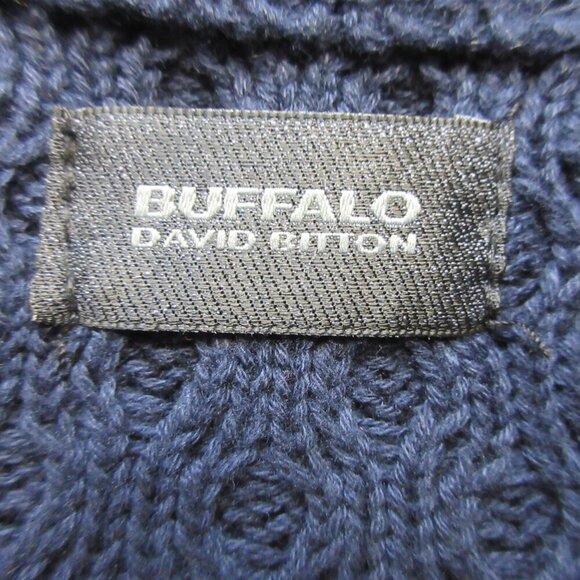 Buffalo David Bitton Mens Cable Knit Sweater XL Blue 100% Cotton Classic Vtg 662 - Picture 3 of 10